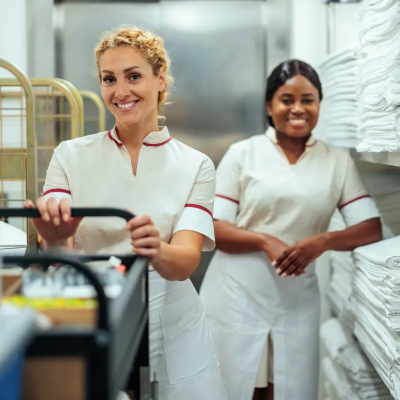 hotel staff smiling